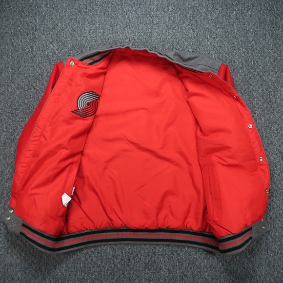 Portland Trail Blazers Jacket Mens XL Gray Red JH Design Reversible Wool Varsity - Picture 5 of 16